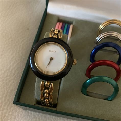 gucci ladies watch interchangeable face|gucci watch with interchangeable bezels.